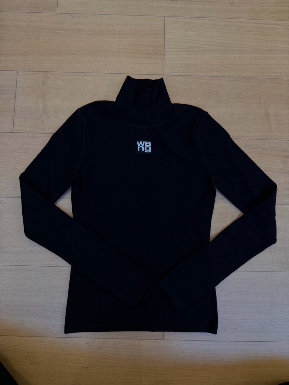 Alexander Wang Black Fitted Turtleneck with Logo Patch